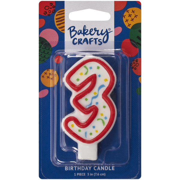 3 Party Red Numeral Candles