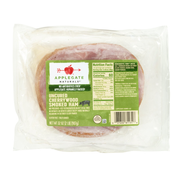 APPLEGATE NATURALS(r) Sliced Cherrywood Ham, 6/2#, 1oz/sl . C1CB - Front Center Inner Pack (Hi Res)