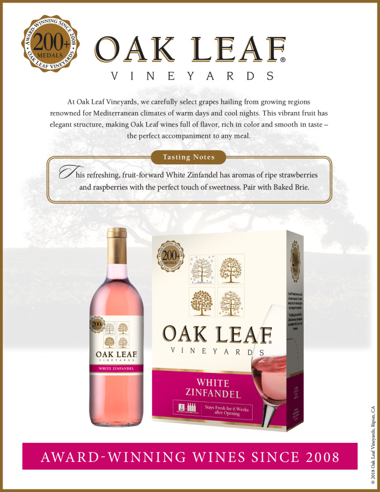 Oak Leaf® Vineyards White Zinfandel Rose Wine 750ml, American
