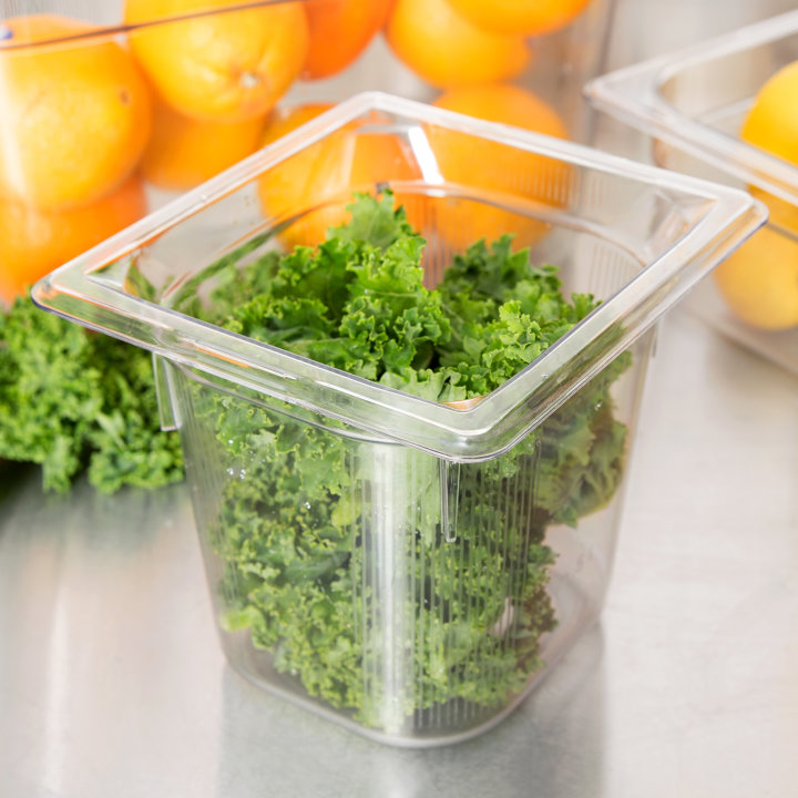 Sixth-size 6-inch-deep Super Pan® clear low-temperature plastic pan