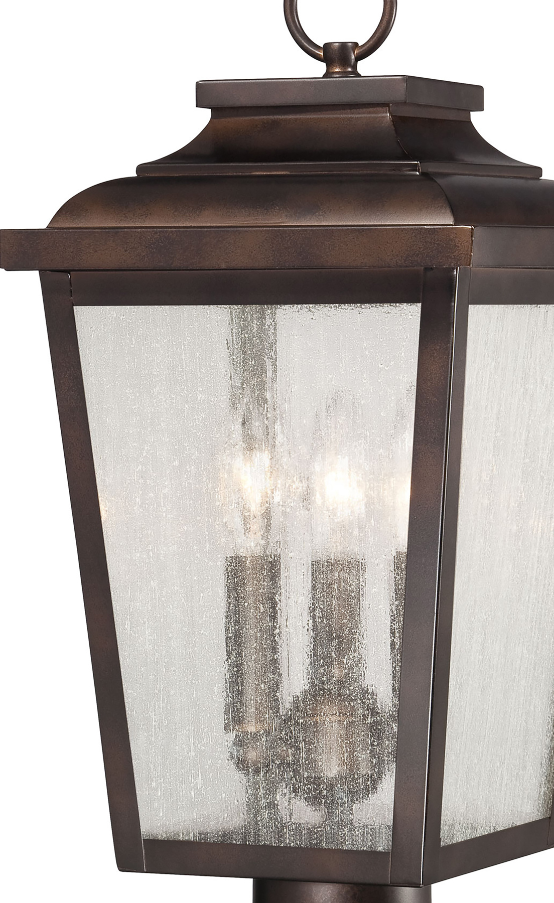 3 Light Post Mount in Chelesa Bronze™ Finish with Clear Seeded Glass - alternate view