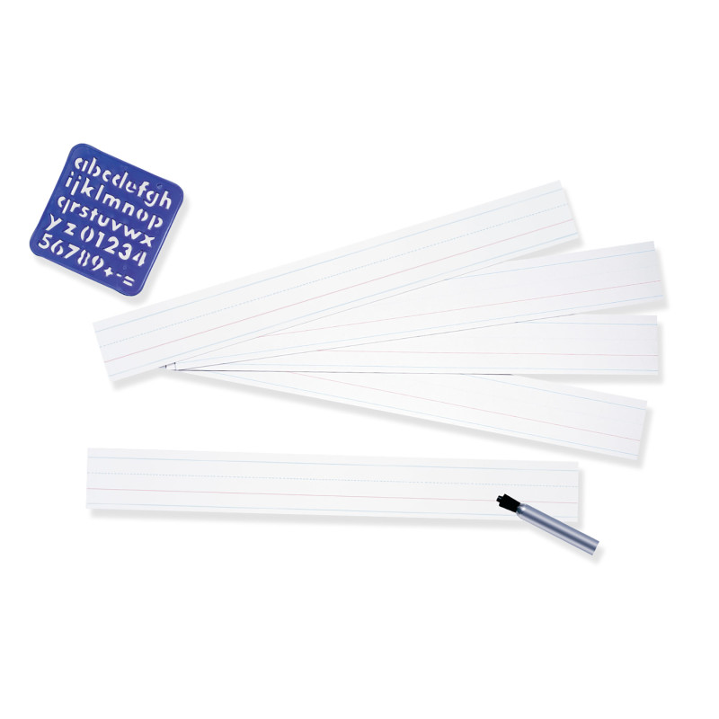 Zaner-Bloser™ Sentence Strips, White, 1-1/2 in x 3/4 in x 3/4 in ruled 3" x 24", 100 Strips Per Pack, 3 Packs
