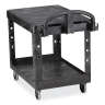 Rubbermaid Commercial, BRUTE Heavy Duty, Ergo Handle, Flat Shelf, Small, Utility Cart, Black