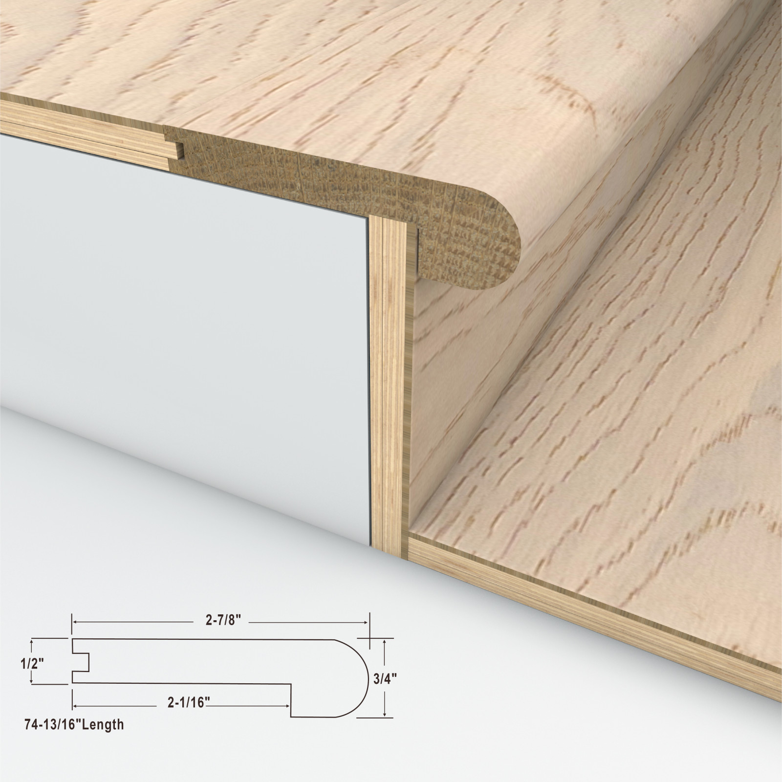 Beach Town Blanc Cali Hardwoods Stair Nosing Flush view 3