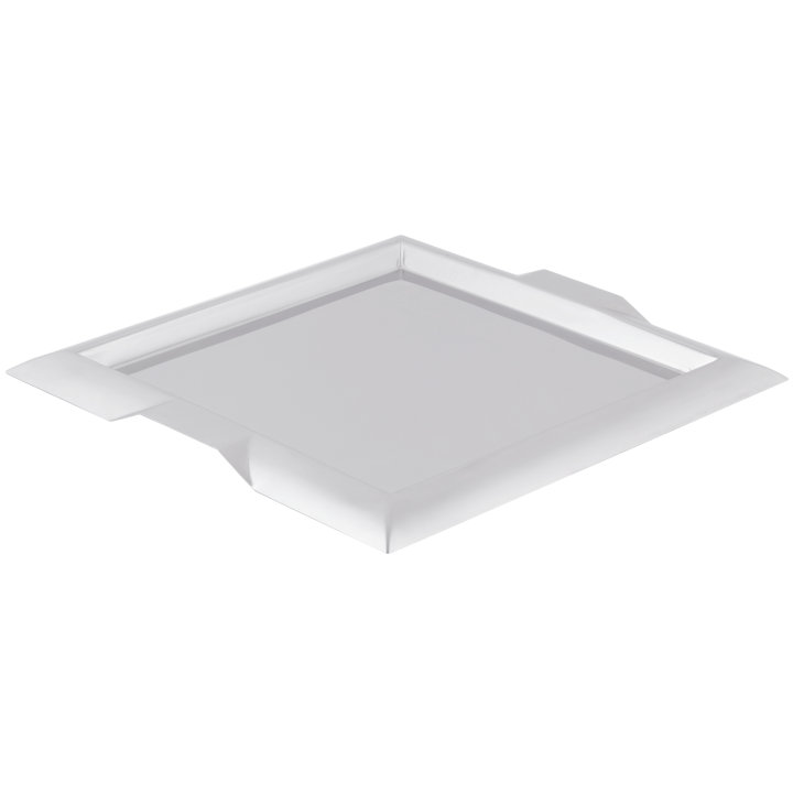 Large square stainless steel serving tray