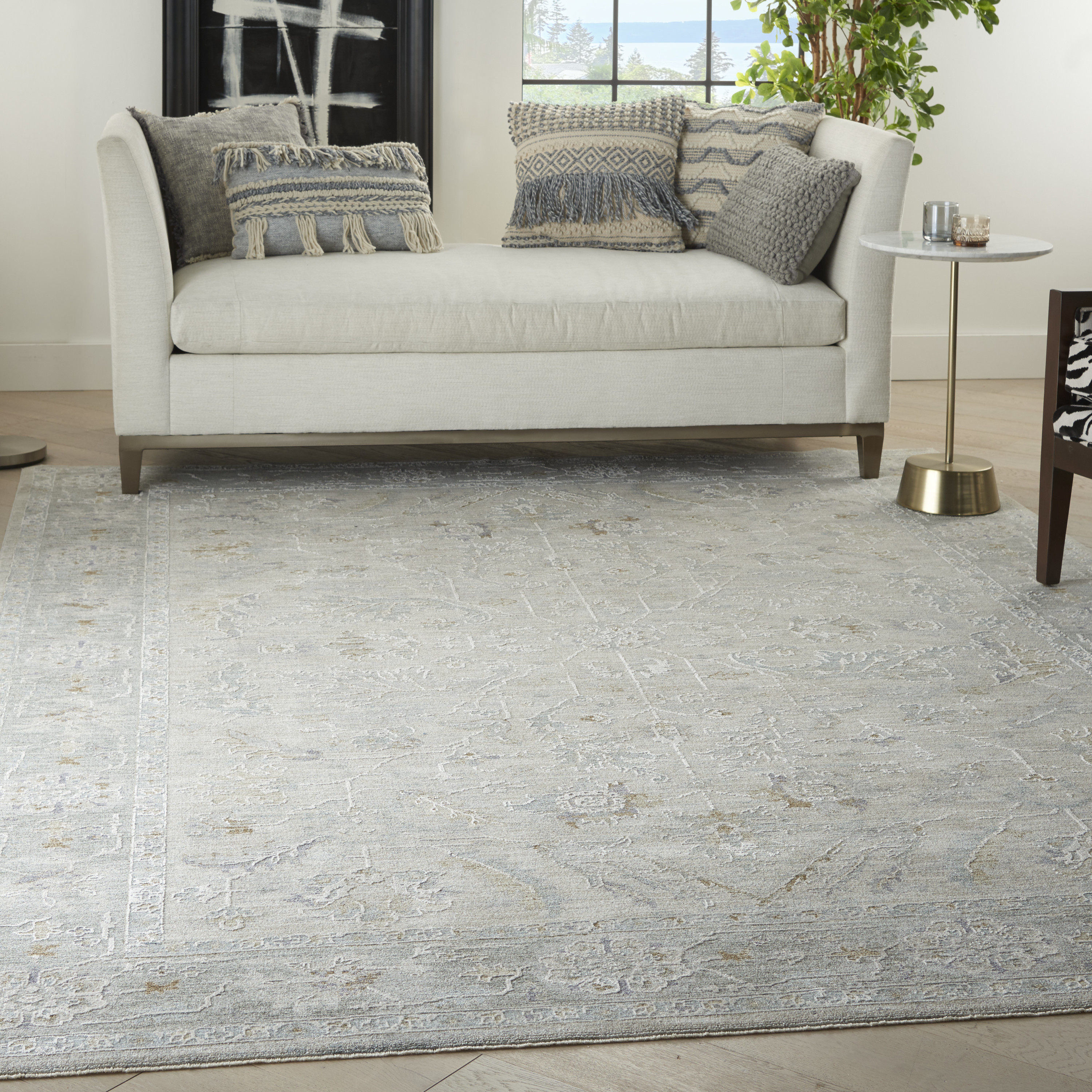 Nourison Infinite 7'10" x 10'4" Light Grey Vintage Indoor Rug