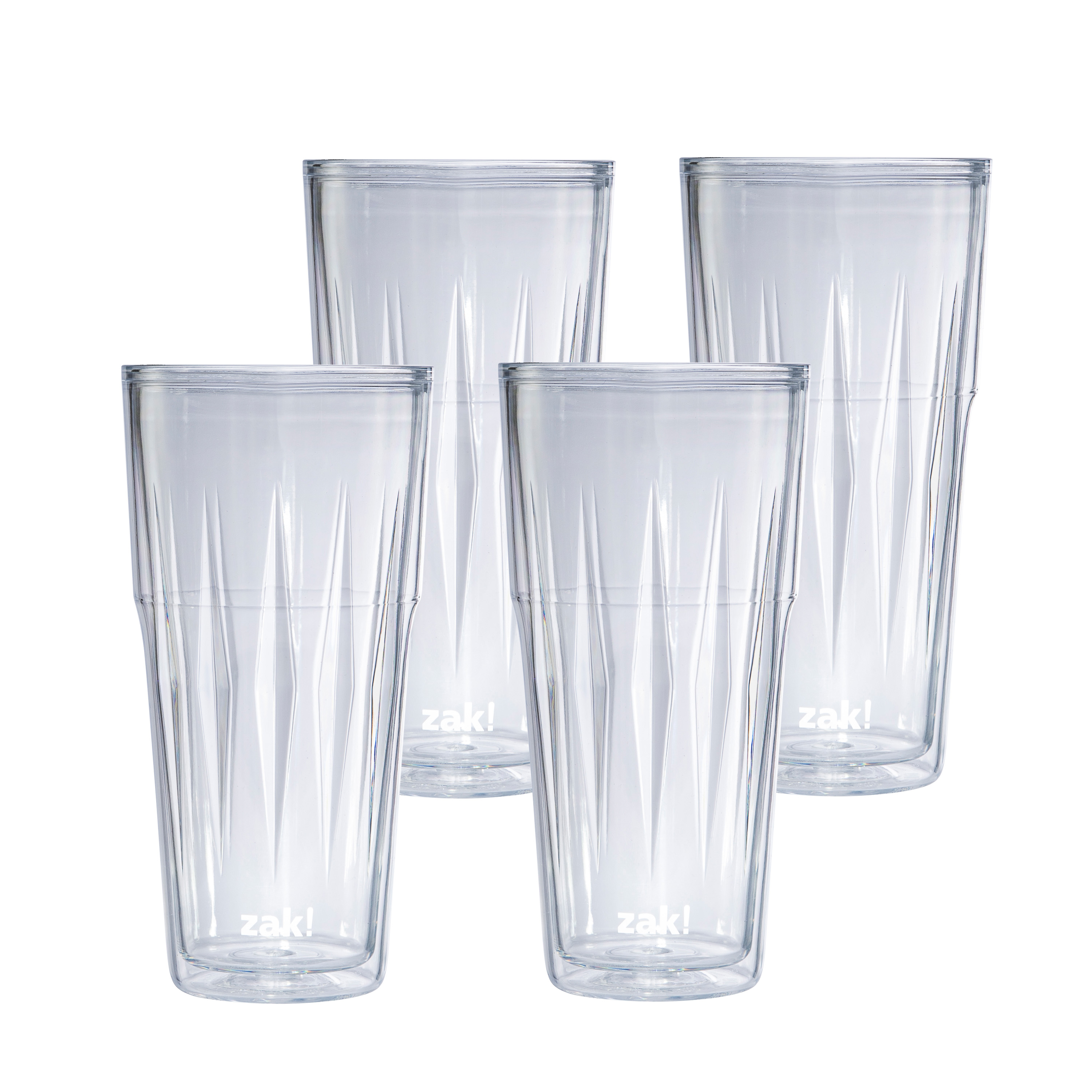 Gem 16 ounce Reusable Plastic Tumbler with Lid and Straw, Translucent, 4-piece set image