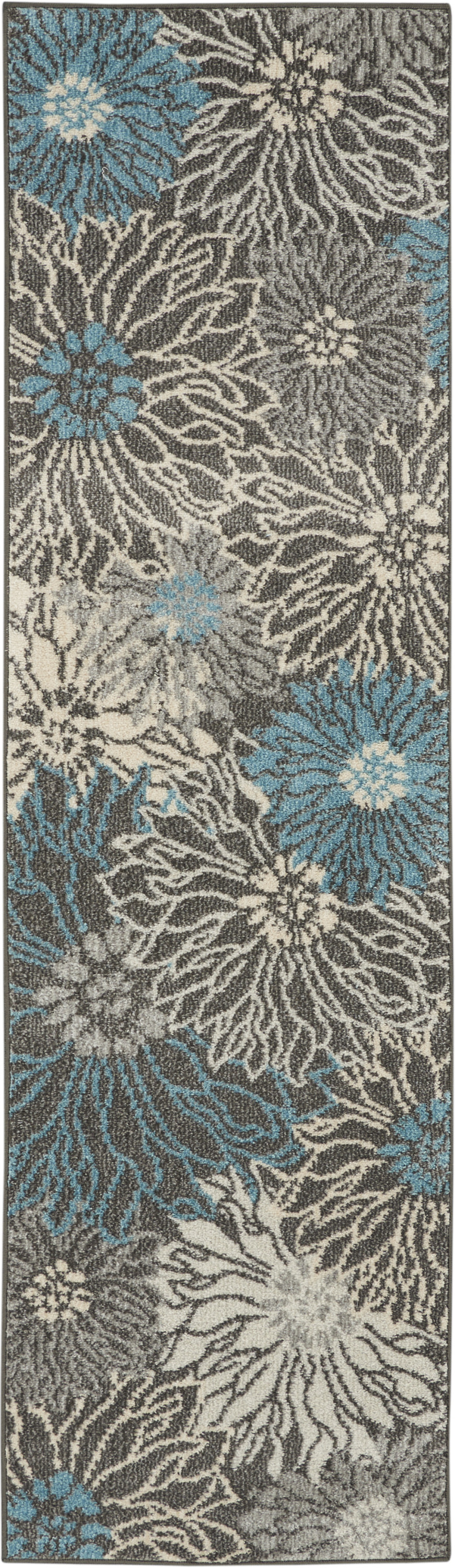 Nourison Passion 2'2" x 7'6" Charcoal Blue Contemporary Indoor Rug