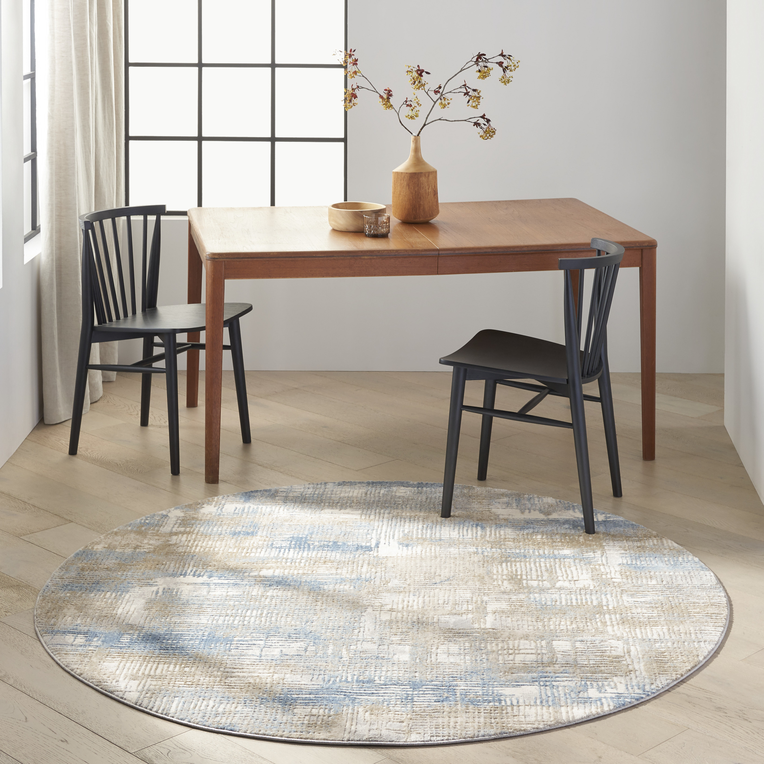 Calvin Klein CK950 Rush 6' x Round Blue Beige Modern Indoor Rug