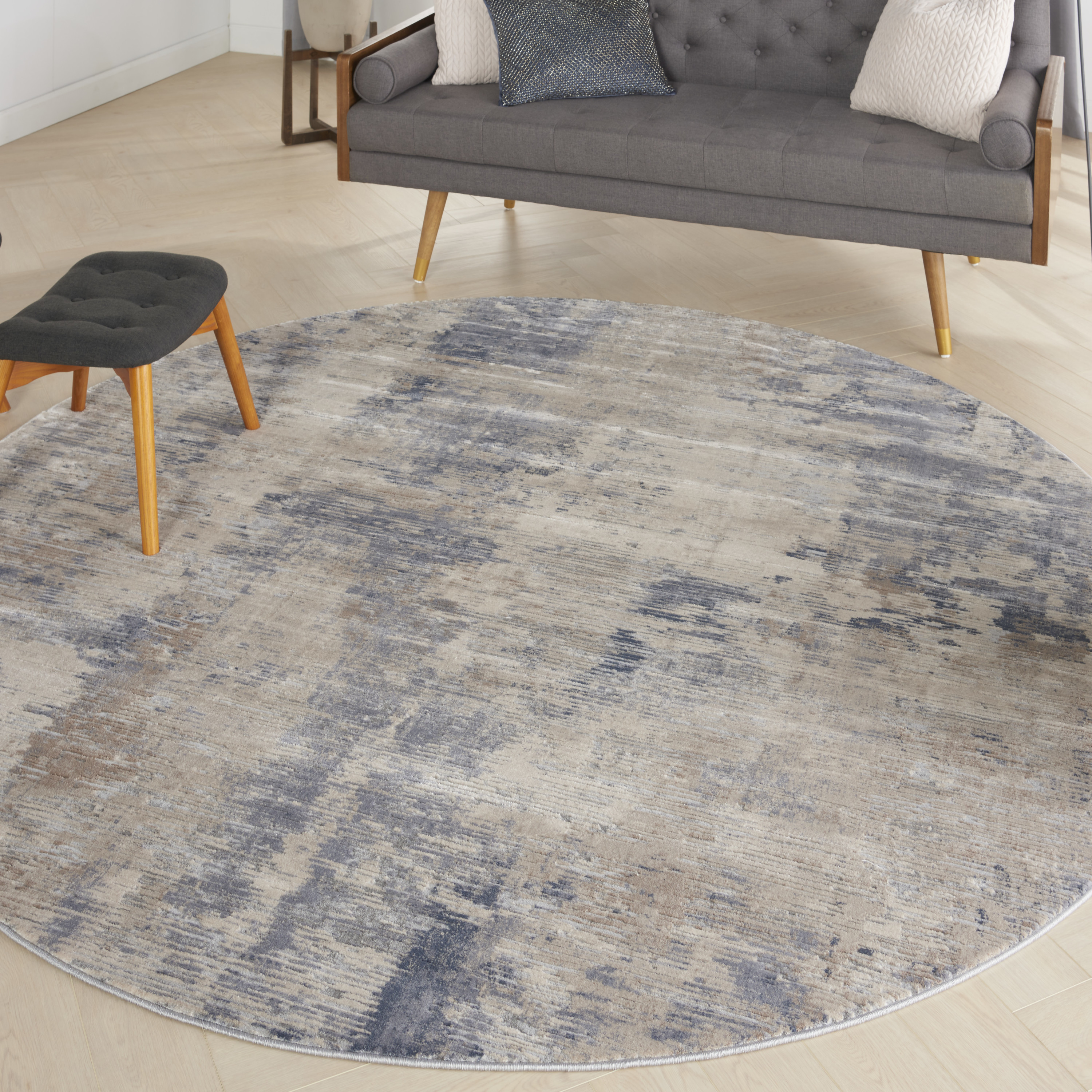 Nourison Rustic Textures 7’10” x Round Beige Grey Modern Indoor Rug
