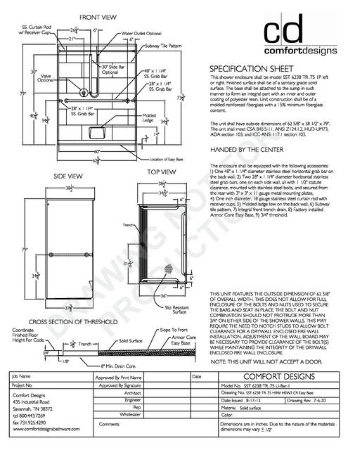 Spec Sheet — Cd Shower Spec Sheet Sst 6238tr 75 1p U Bar