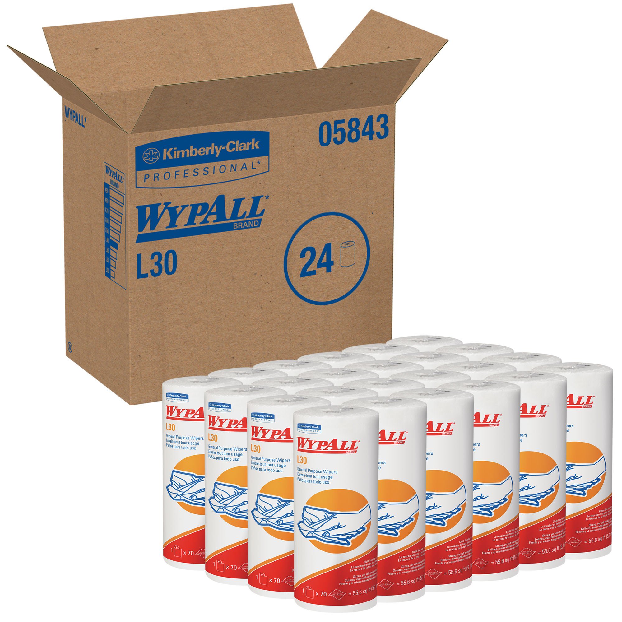 Multipurpose Task Wipe WypAll® GeneralClean™ L30 Heavy Duty 70 Count Roll 10-2/5 X 11 Inch NonSterile Disposable
