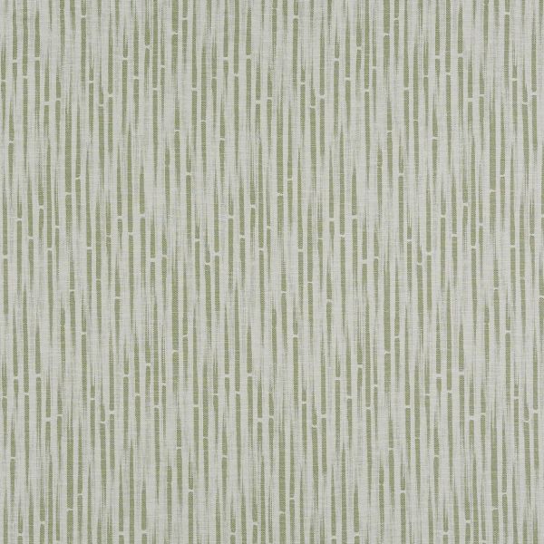 Textured wallpaper with narrow vertical olive-green dashes arranged in staggered columns, repeating across a pale linen-like background, creating a subtle vertical rhythm on a soft, evenly lit interior surface.