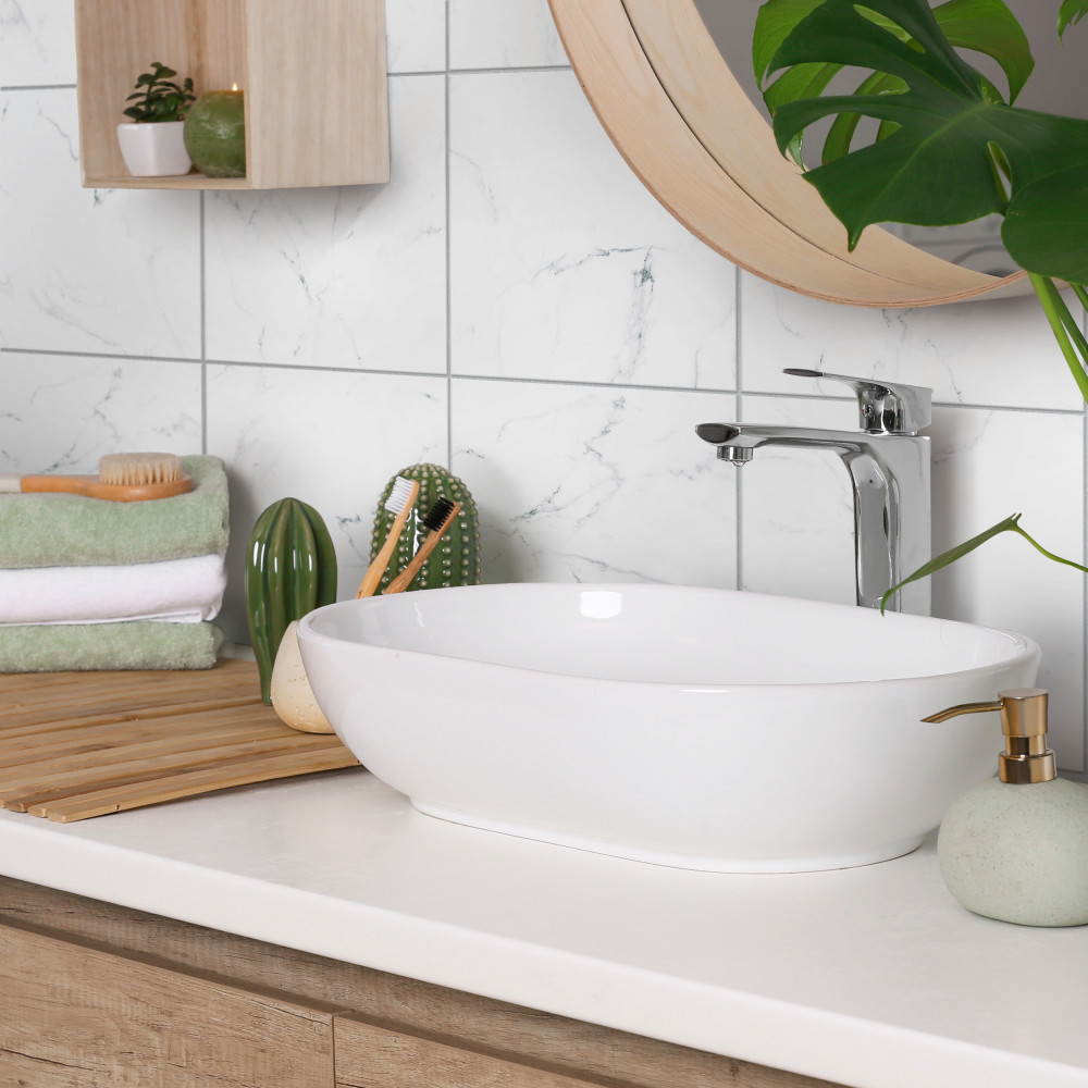 Timeless Calacatta 9-3/4 in. x 9-3/4 in. Porcelain Floor and Wall Tile