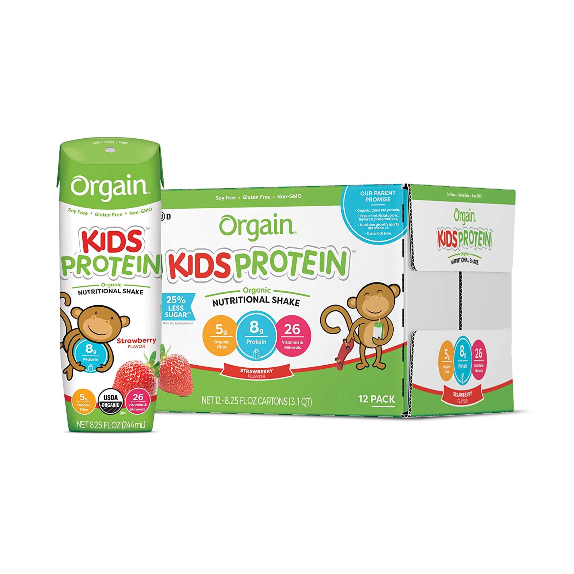Orgain® Kids® Protein Organic Nutritional Shake, Strawberry, 8.25-ounce carton