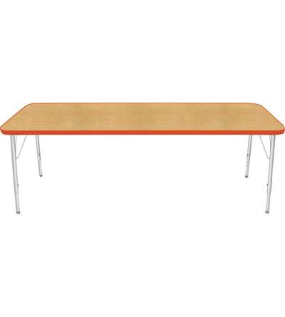 Creative Colors® Activity Table, Rectangle, 24" x 72", Maple Top Color, Autumn Orange Edge Color, Standard Leg Height, Platinum
