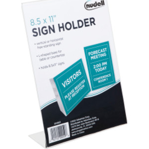 Sign Holder, Stand-up Slanted, Clear Plastic, 8.5x11 in