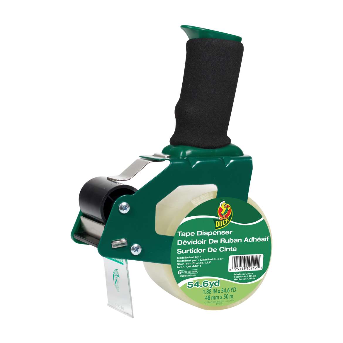 Duck® Brand Foam Handle Tape Dispenser with Standard Packaging Tape - Clear, 1.88 in. x 54.6 yd. Image