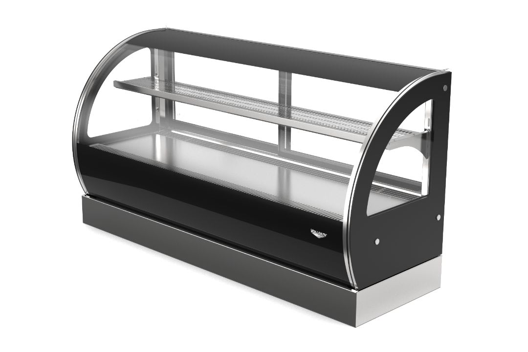 60-inch-wide 120-volt curved-front countertop heated deli display case with rear access