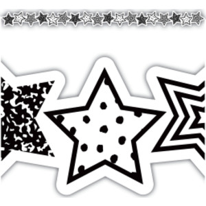 Borde troquelado de estrellas blancas y negras, 35 pies