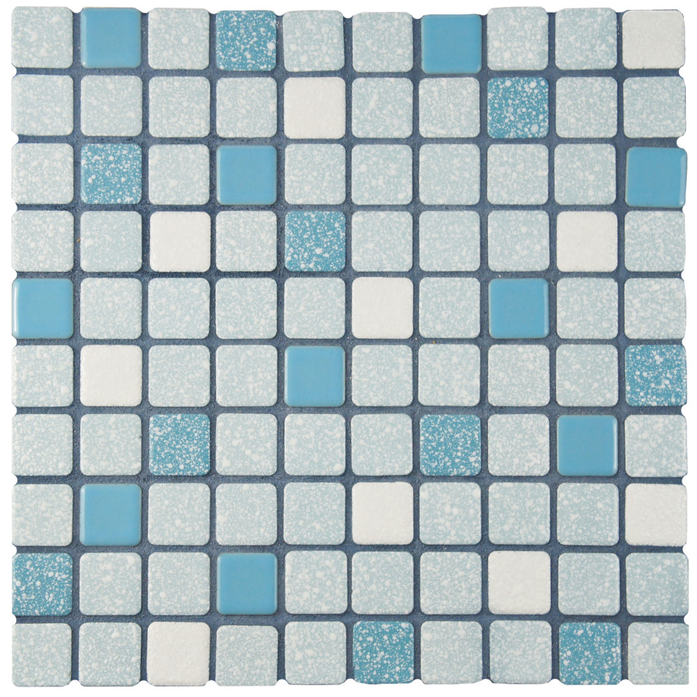 Crystalline Square Blue 12 in. x 12 in. Porcelain Mosaic Tile