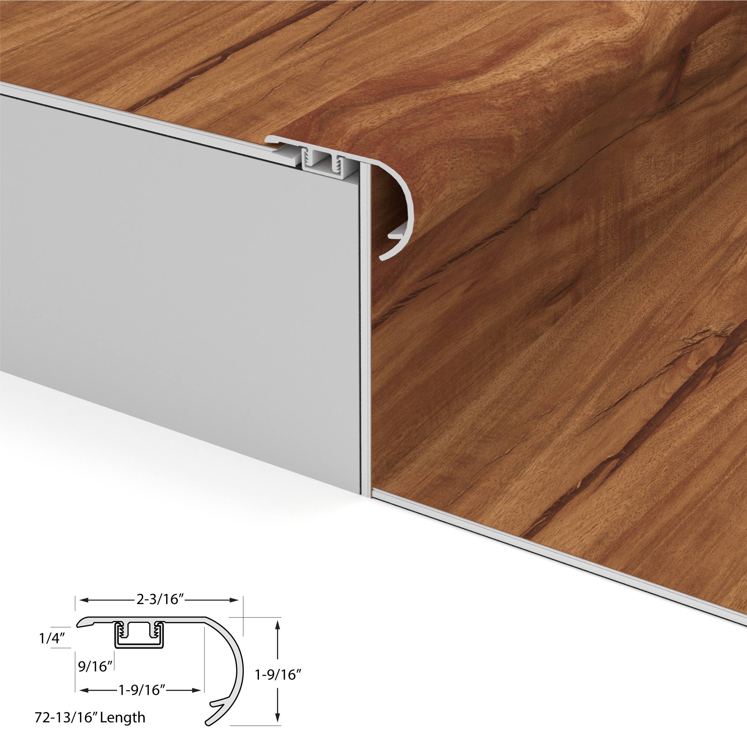 Classic Acacia Cali Vinyl Stair Nosing Overlap Windansea view 4