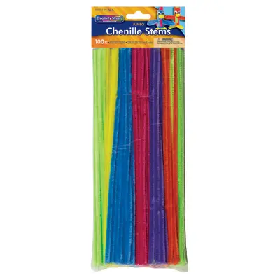 Creativity Street  Jumbo Stems, Hot Colors Assorted,  12" x 6 mm, 100 Pieces