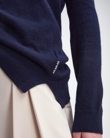 Pendle Crew Neck Jumper Navy-Hessian Tartan