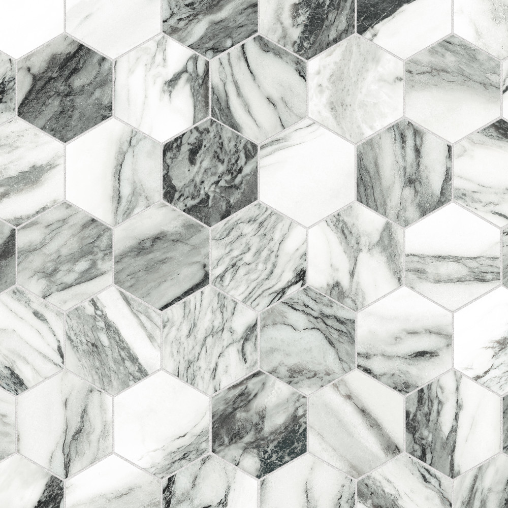 Touche 4″ Hex Zebre 11-3/4 in. x 13-5/8 in. Porcelain Mosaic Tile