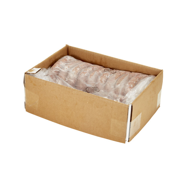 FONTANINI(r) Bratwurst Links, Raw, Natural Casing, 4/1, 1/10 lb . C1RM - Front Right Open Case (Hi Res)