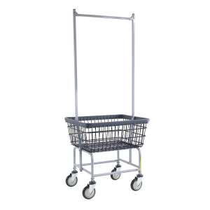 R&B Wire, Dura-Seven™ Laundry Cart w/ Double Pole Rack, Gray