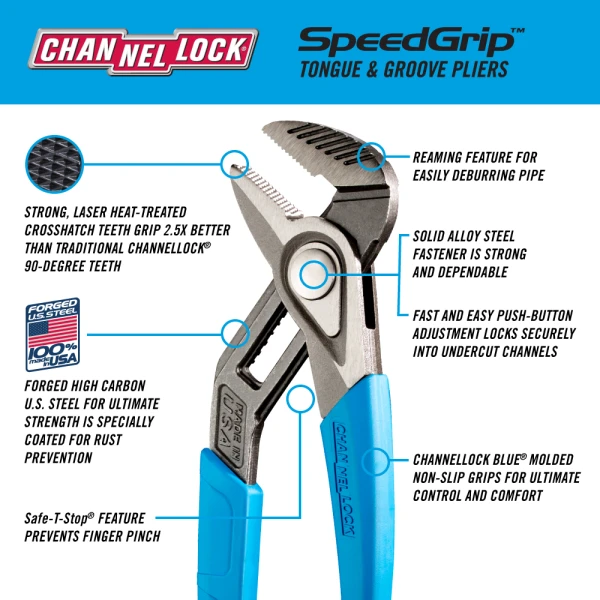 440®X 12-inch SPEEDGRIP Straight Jaw Tongue & Groove Pliers