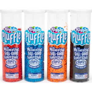 Pluffle&reg; Sensory Play Foam, 4 Pack, Black/Red/Blue/Orange