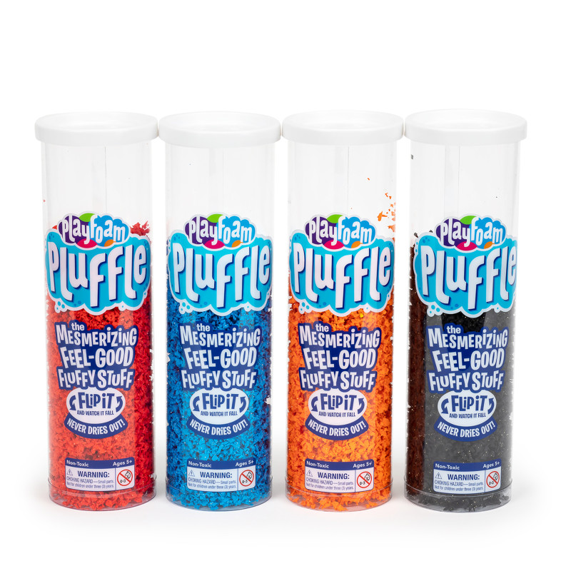 Pluffle® Sensory Play Foam, 4 Pack, Black/Red/Blue/Orange