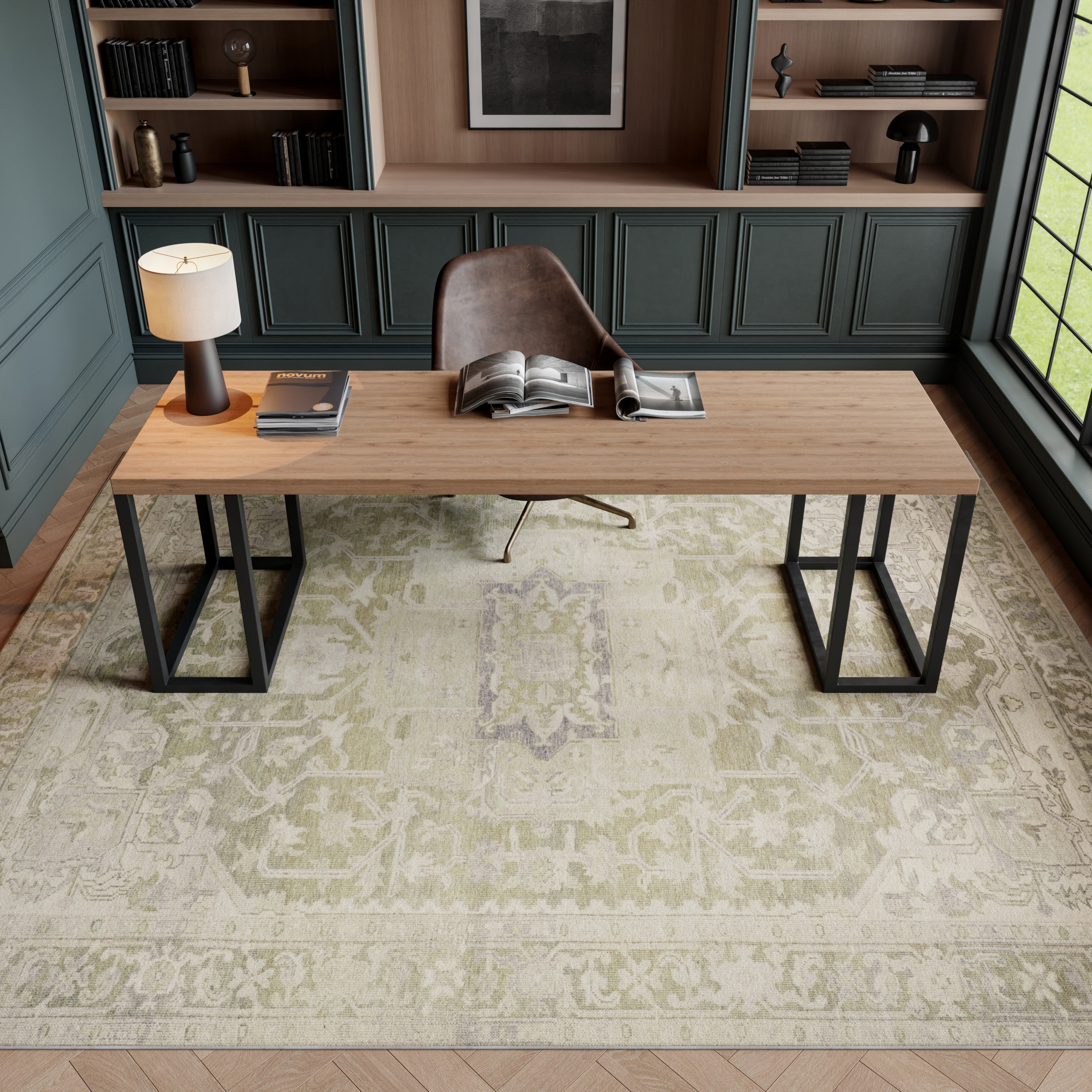 Nourison Vintage Washables 9' x 12' Green Vintage Indoor Rug