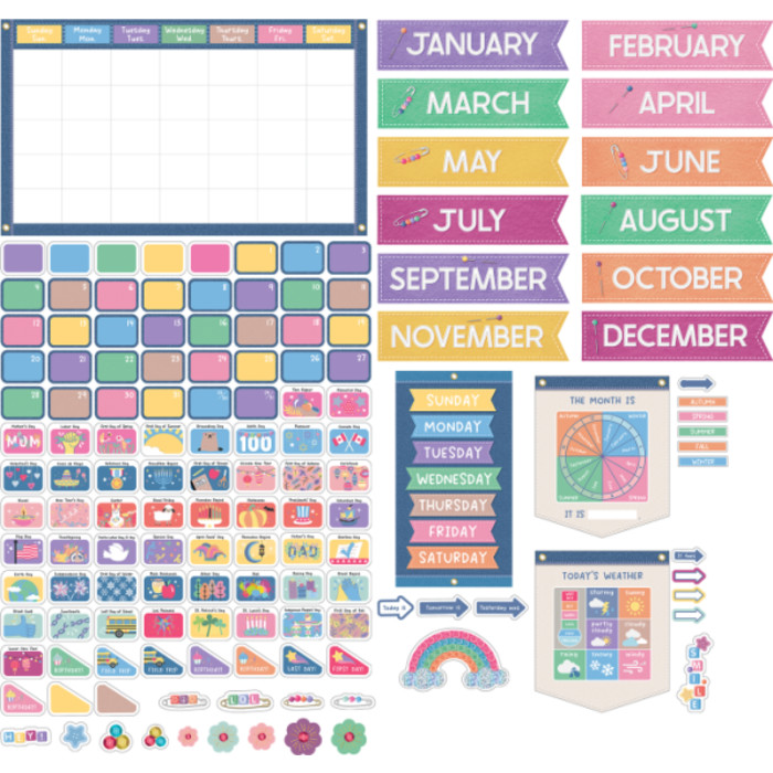 Crafty and Cool Calendar Bulletin Board Set, 145 Pieces