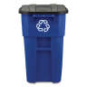 Rubbermaid Commercial, Recycling Rollout, 50 gal, Resin, Blue, Square, Receptacle