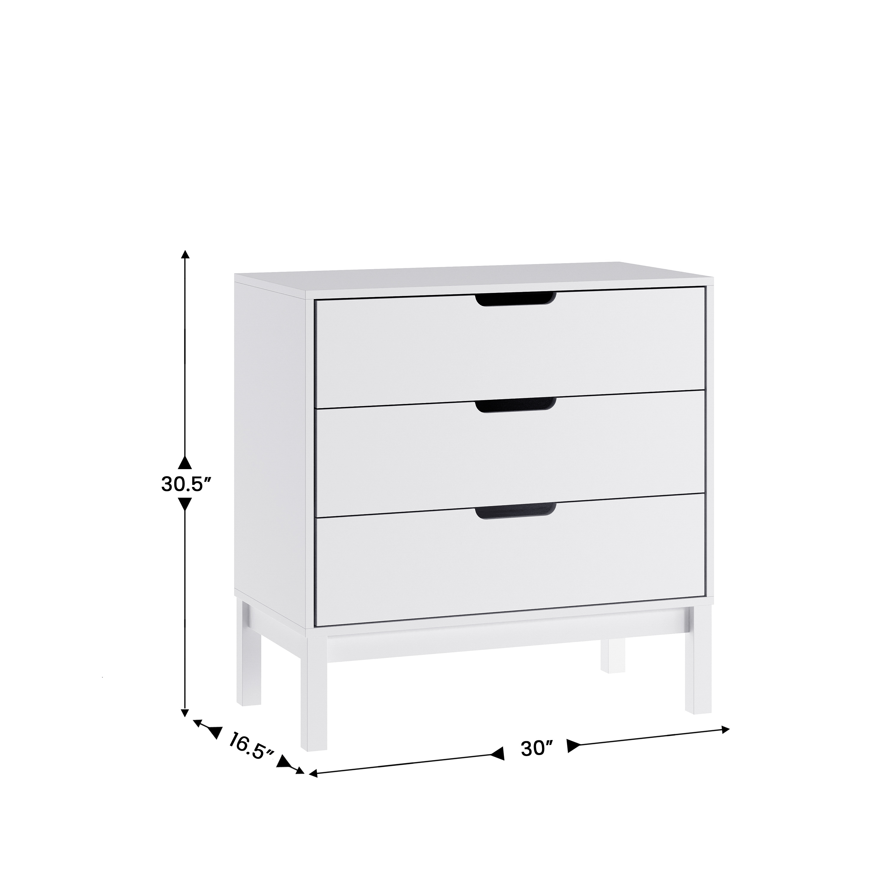Dallas Wooden 3-Drawer Dresser for Bedroom, Chest of Drawers for Kids in Gray - Picture 16 of 23