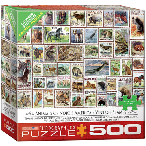 Eurographics Animals of North America Vintage Stamps 500-piece Puzzle