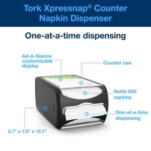 Tork, N4 Xpressnap Countertop,  Napkin Dispenser, Black