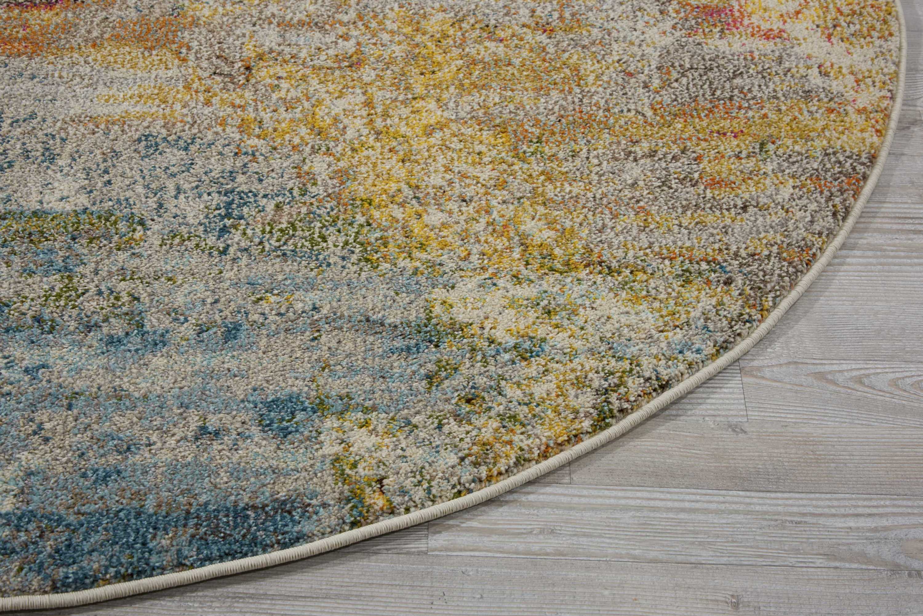 Nourison Celestial 5'3" x Round Sealife Modern Indoor Rug
