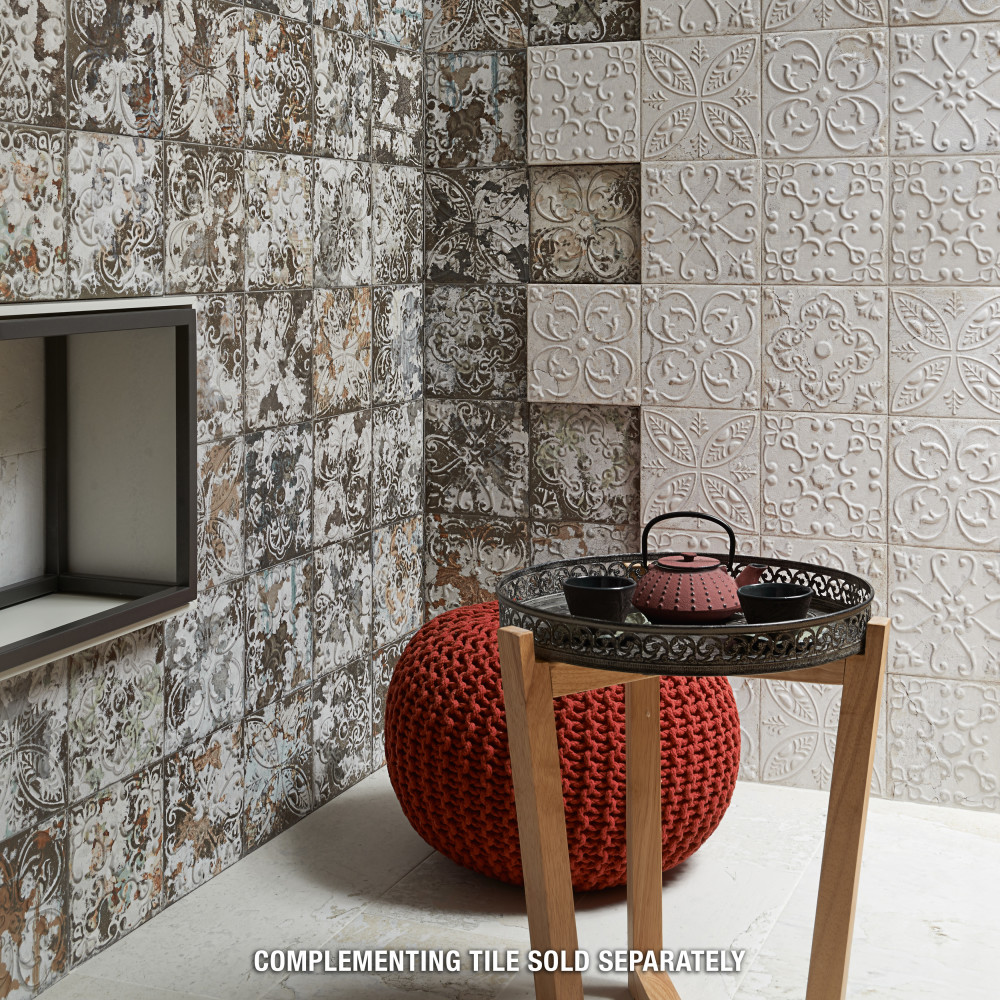 Sample – Aevum Ornato White Ceramic Wall Tile