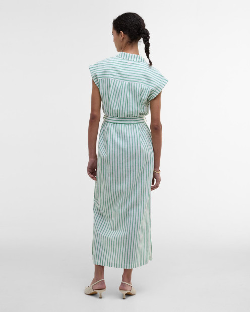 Abby Striped Midi Dress Kelly Green/White Stripe