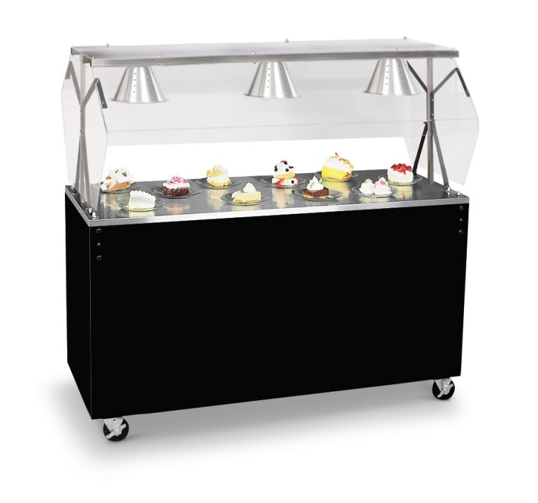 46-inch 120-volt 2-Series utility station with black base, storage compartment and buffet-style breath guard