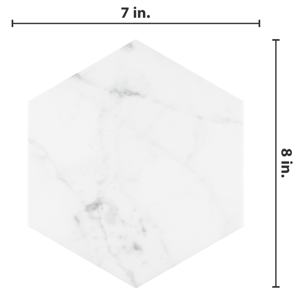 Classico Carrara Hexagon 7 in. x 8 in. Porcelain Floor and Wall Tile