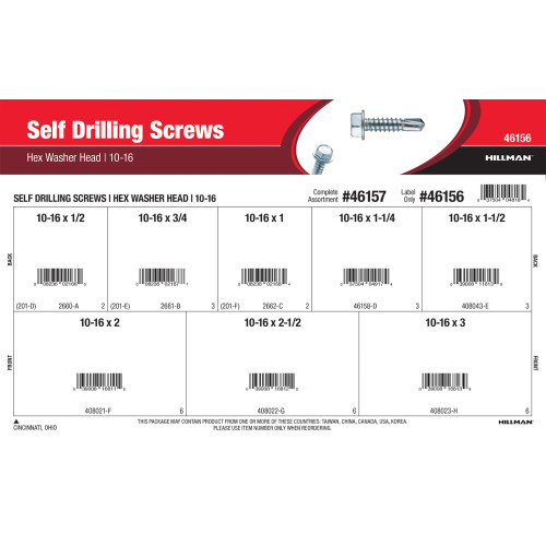 Hex Washer-Head Self-Drilling Screws Assortment (#10-16)