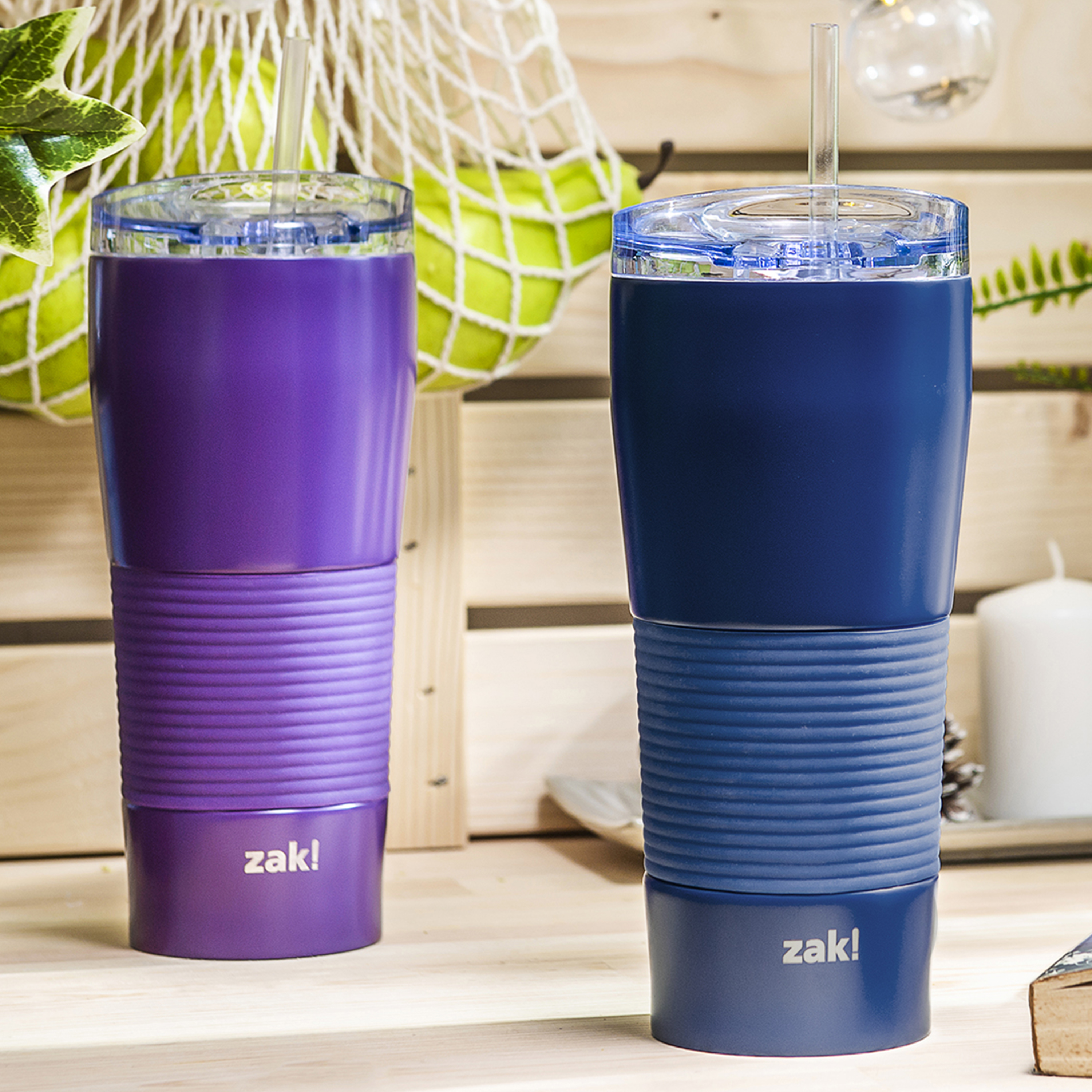 Zak Hydration 28 ounce Stainless Steel Vacuum Insulated Tumbler with Straw, Arctic Blue slideshow image 2