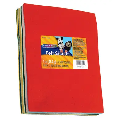 Creativity Street  Felt, 7 Assorted Colors,  9" x 12", 1 lb.