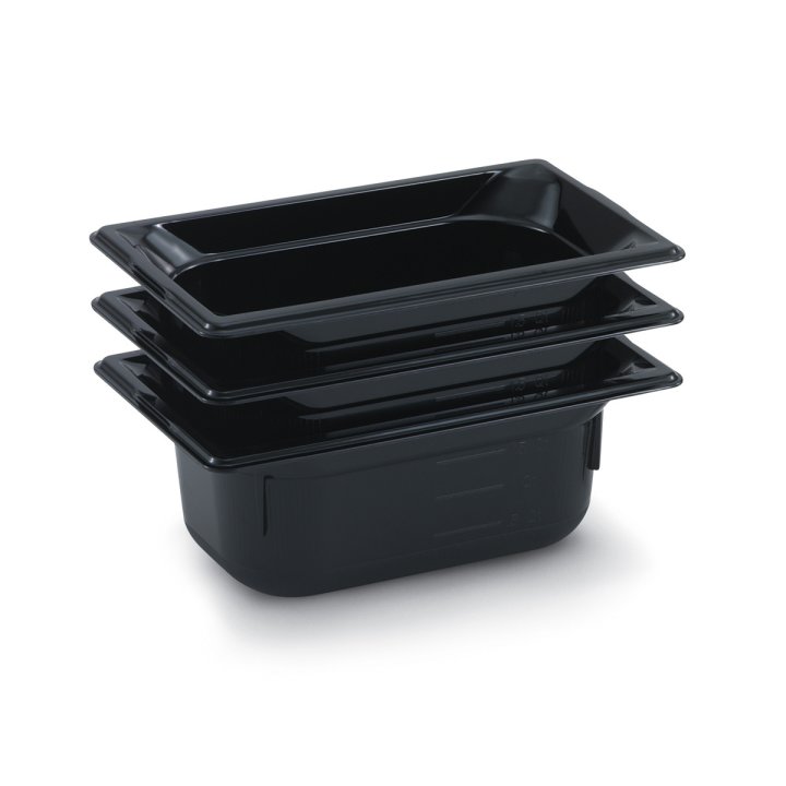 Fourth-size 4-inch-deep Super Pan® high-temperature plastic pan in black