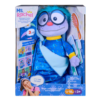 Ms. Rachel Goodnight Frankie Bedtime Playset, 11” Plush with Sleeping Bag & Accessories, Toddler Toys for Girls & Boys for Ages 18 Months to 3+